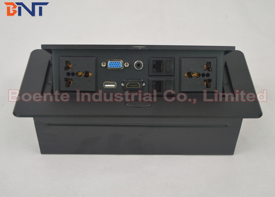 Matte Black HDMI/VGA/het Bureau Pop Omhooggaande Contactdozen van de Netwerkverbinding 222 * 110 * 65 mm