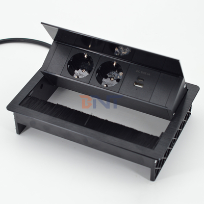 Ingebouwde Desk Flip Cover stopcontact met 2 AC stopcontact Power Socket Conferentie Tafel Draad Grommet Comfortabele stroom stopcontact