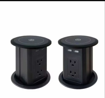 Hot Selling Pop-Up Power Sockets Dubbelzijdig ontwerp 4 AC-afspraken met dubbele USB A + C + draadloos oplader voor desktop