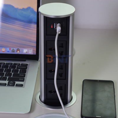 3 universele stroom + 2 usb-poort verticale gemotoriseerde lift keuken pop-up stroom stopcontact pop-up type waterdicht stopcontact