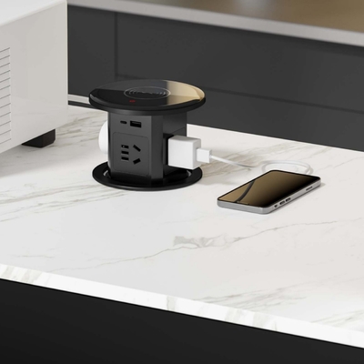 waterdicht elektrisch stopcontact stopcontact universele stekker intelligente keuken pop-up stopcontact met bovenste draadloze oplader