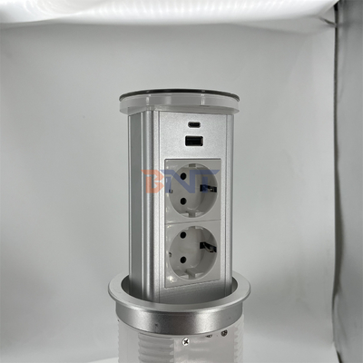 Lifting Recessed Tabletop Pop Up Socket met 2 AC-uitgangen en USB-poorten Verborgen stroomstopuitgang voor kantoor bureau