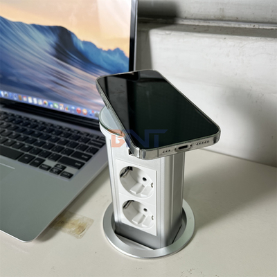 Lifting Recessed Tabletop Pop Up Socket met 2 AC-uitgangen en USB-poorten Verborgen stroomstopuitgang voor kantoor bureau