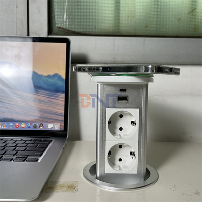 Lifting Recessed Tabletop Pop Up Socket met 2 AC-uitgangen en USB-poorten Verborgen stroomstopuitgang voor kantoor bureau