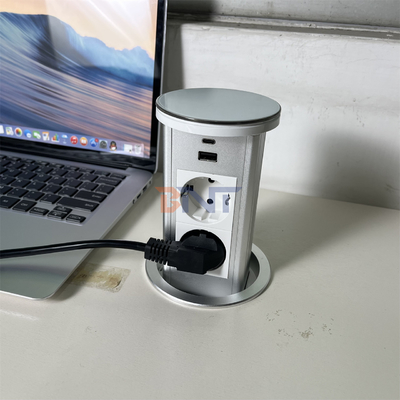 Lifting Recessed Tabletop Pop Up Socket met 2 AC-uitgangen en USB-poorten Verborgen stroomstopuitgang voor kantoor bureau