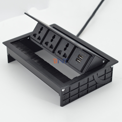 Brush Flip Up universele stopcontact Dek Desktop Socket met USB-S datapoort /Tabletop Brush Flip Connectivity Box