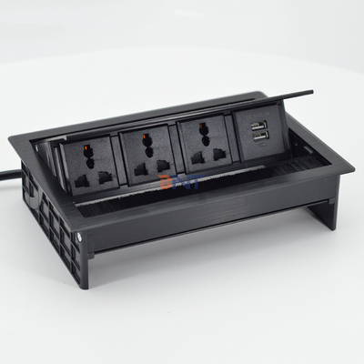 Brush Flip Up universele stopcontact Dek Desktop Socket met USB-S datapoort /Tabletop Brush Flip Connectivity Box