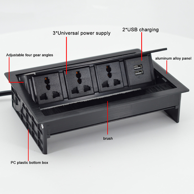 Brush Flip Up universele stopcontact Dek Desktop Socket met USB-S datapoort /Tabletop Brush Flip Connectivity Box