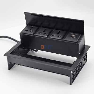 Brush Flip Up universele stopcontact Dek Desktop Socket met USB-S datapoort /Tabletop Brush Flip Connectivity Box