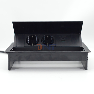 Ingebouwde Desk Flip Cover stopcontact met 2 AC stopcontact Power Socket Conferentie Tafel Draad Grommet Comfortabele stroom stopcontact