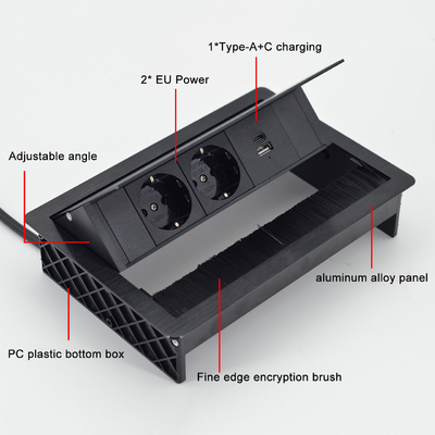 Ingebouwde Desk Flip Cover stopcontact met 2 AC stopcontact Power Socket Conferentie Tafel Draad Grommet Comfortabele stroom stopcontact