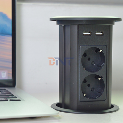 Elektrische Pop-Up-aansluitingen Dubbelzijdig ontwerp 4 AC-afspraken met dubbele USB A + C + draadloos oplader voor Office De