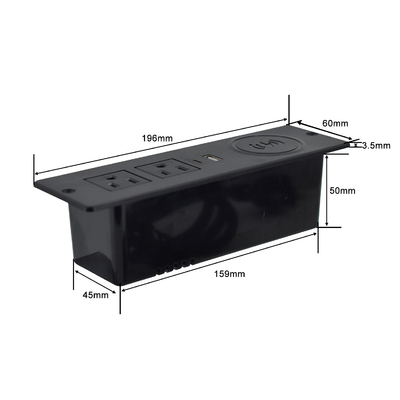 sofa 2 US AC stopcontact en usb oplaadstuk met draadloos oplader 60mm us power office sofa oplader meubels power soc