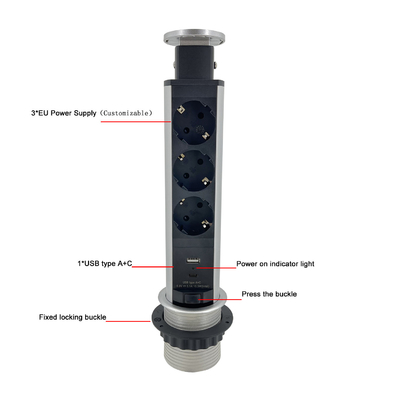 Ronde cirkel verborgen keuken pop-up stopcontact met USB-stokken en stopcontacten voor tafelblad