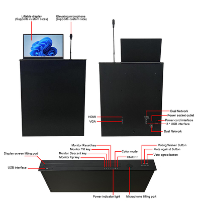 17.3' opneembaar gemotoriseerd monitorlift tv-lift mechanisme gemotoriseerd met gemotoriseerd MIC voor papierloos conferentiesysteem