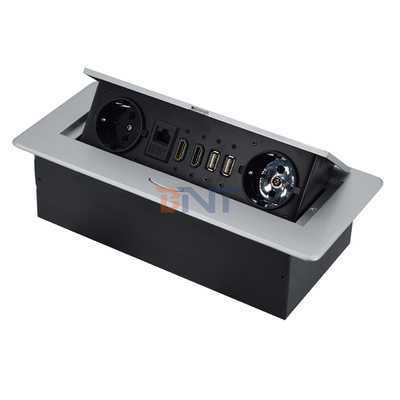 Ingebouwde fabriek Pop-up stopcontact met EU-afsluiting Ingebouwde tafeltop IP44 2 AC-afsluitingen RJ45 Netwerk en HDMI-stick