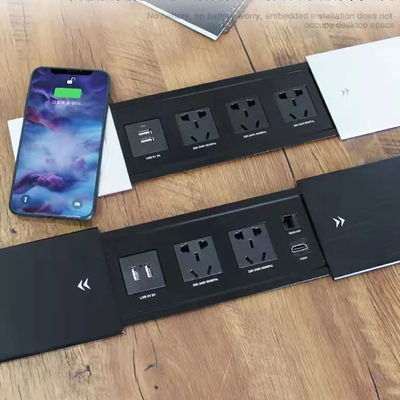 Nieuwe stijl Desktop Slip Cover Power Sliding Socket 10A Nominale stroom met draadloos oplader voor thuis en kantoor