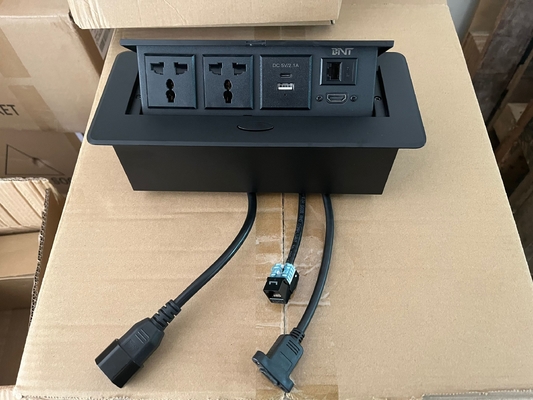 Nieuwe populaire zinklegering pop up usb stroom aansluiting 2 ac usb hdmi rj45 voor kantoor vergadering hotel