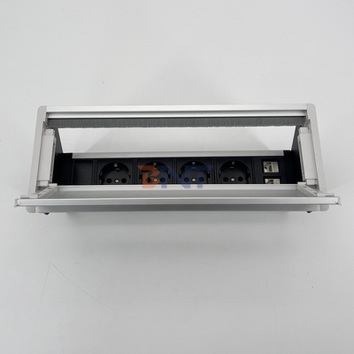 Nieuwe stijl Borstel Desktop Socket Conferentietafel Power Outlets Aluminium legering Flip Up Socket