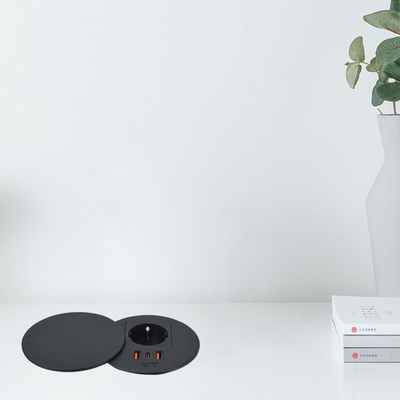 Kantoormeubilair rond EU stopcontact & 2 usb a+ 1c voor bank en salontafel laadstation