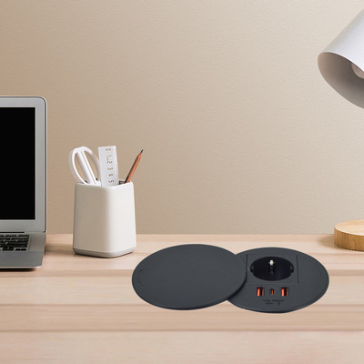 Kantoormeubilair rond EU stopcontact & 2 usb a+ 1c voor bank en salontafel laadstation