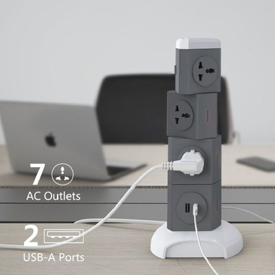 OEM/ODM Universal Power Extension Cord Tower Socket met overspanningsbeschermer voor bureau