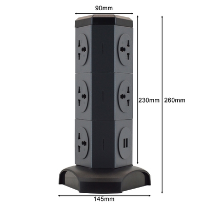 OEM/ODM Universal Power Extension Cord Tower Socket met overspanningsbeschermer voor bureau