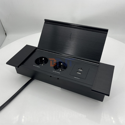 kantoormeubilair 2 fr stroom aansluiting hydraulische conferentietafel pop-up ingebouwde desktop elektrische pop-up stopcontact
