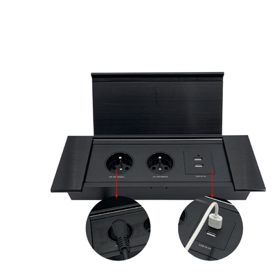 kantoormeubilair 2 fr stroom aansluiting hydraulische conferentietafel pop-up ingebouwde desktop elektrische pop-up stopcontact
