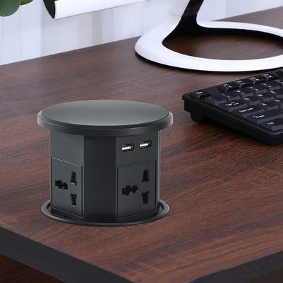 OEM/ODM Smart Pop-Up Power Outlet Aluminium tafelplug met 4 AC-uitgangen en 2 USB-poorten IP44-standaard voor opladen