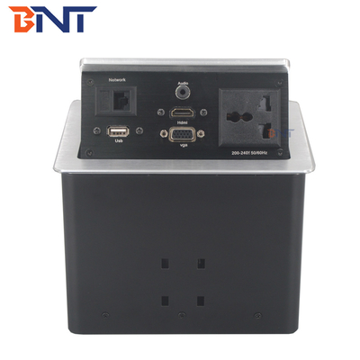 Multi Function Countertop Pop Up Elektriciteitsstop Matte Zwarte Kleur Met HDMI / VGA