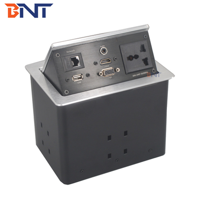 Multi Function Countertop Pop Up Elektriciteitsstop Matte Zwarte Kleur Met HDMI / VGA