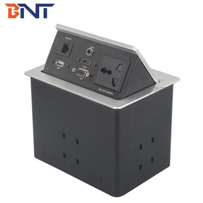 Multi Function Countertop Pop Up Elektriciteitsstop Matte Zwarte Kleur Met HDMI / VGA