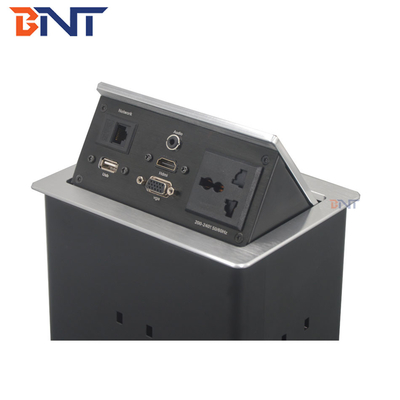 Multi Function Countertop Pop Up Elektriciteitsstop Matte Zwarte Kleur Met HDMI / VGA