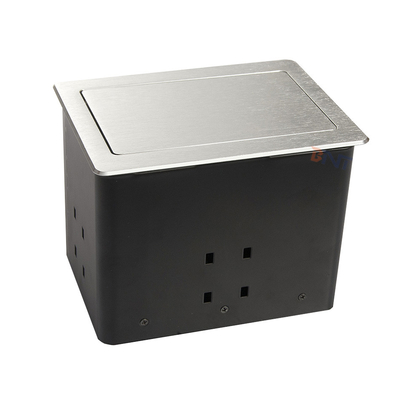 Conferentietafel van zilveren aluminium, pop-up stopcontact met 2 USB's, 2 netwerken
