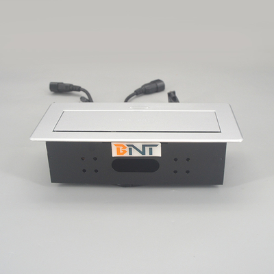 Vierkante zilveren schrijftafel pop-up stopcontacten zink legering met stopcontact 265 * 130mm