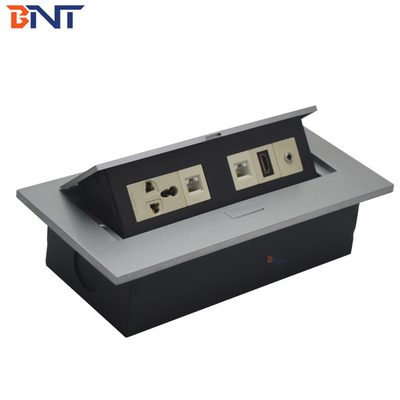 Verborgen 3.5 Audio Desk Pop Up Sockets Zwart Mat, stroomstroom aansluiting voor tafel