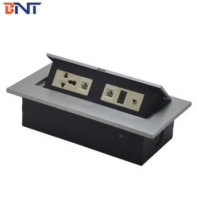 Verborgen 3.5 Audio Desk Pop Up Sockets Zwart Mat, stroomstroom aansluiting voor tafel