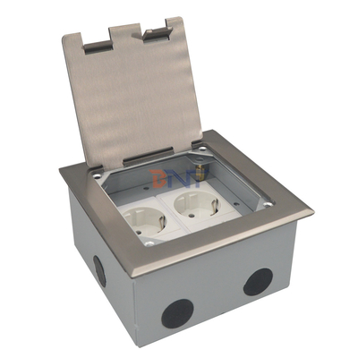 zilveren dubbele 2-pins power flip up vloer stopcontact