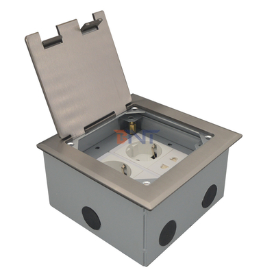 zilveren dubbele 2-pins power flip up vloer stopcontact