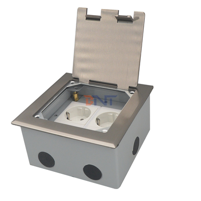 zilveren dubbele 2-pins power flip up vloer stopcontact