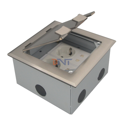 zilveren dubbele 2-pins power flip up vloer stopcontact