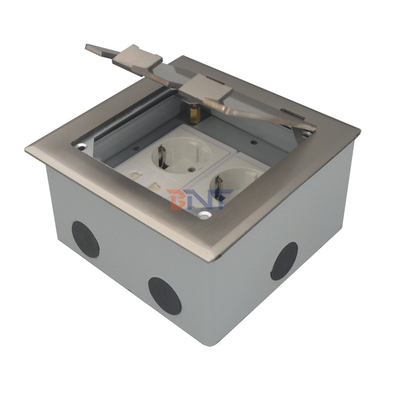 zilveren dubbele 2-pins power flip up vloer stopcontact