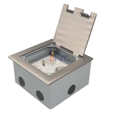 zilveren dubbele 2-pins power flip up vloer stopcontact