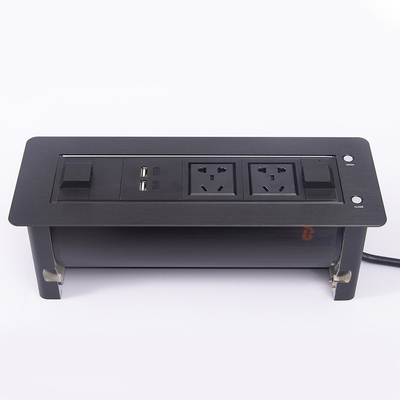 Dubbele USB-oplader Aluminium legering Desktop Pop Up Power Data Socket