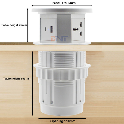 Elektrische Desktop Pop-up Power Socket Wifi Motoriseerde Lifting Power Outlet Met draadloos opladen Verborgen Tabletop Socket