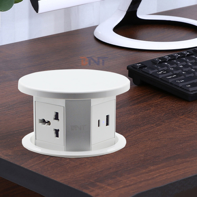 Elektrische Desktop Pop-up Power Socket Wifi Motoriseerde Lifting Power Outlet Met draadloos opladen Verborgen Tabletop Socket