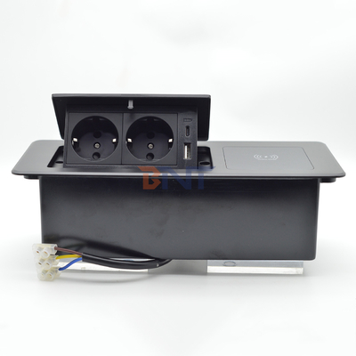 Desktop Tafel Verborgen oplaadstukken Multi Connection Box Pop-up Power Socket Met draadloos opladen
