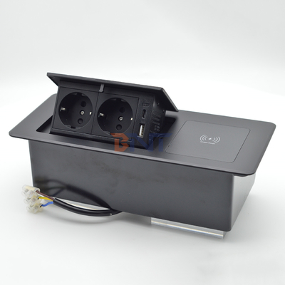 Desktop Tafel Verborgen oplaadstukken Multi Connection Box Pop-up Power Socket Met draadloos opladen