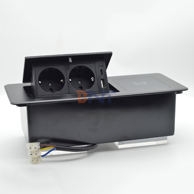 Desktop Tafel Verborgen oplaadstukken Multi Connection Box Pop-up Power Socket Met draadloos opladen